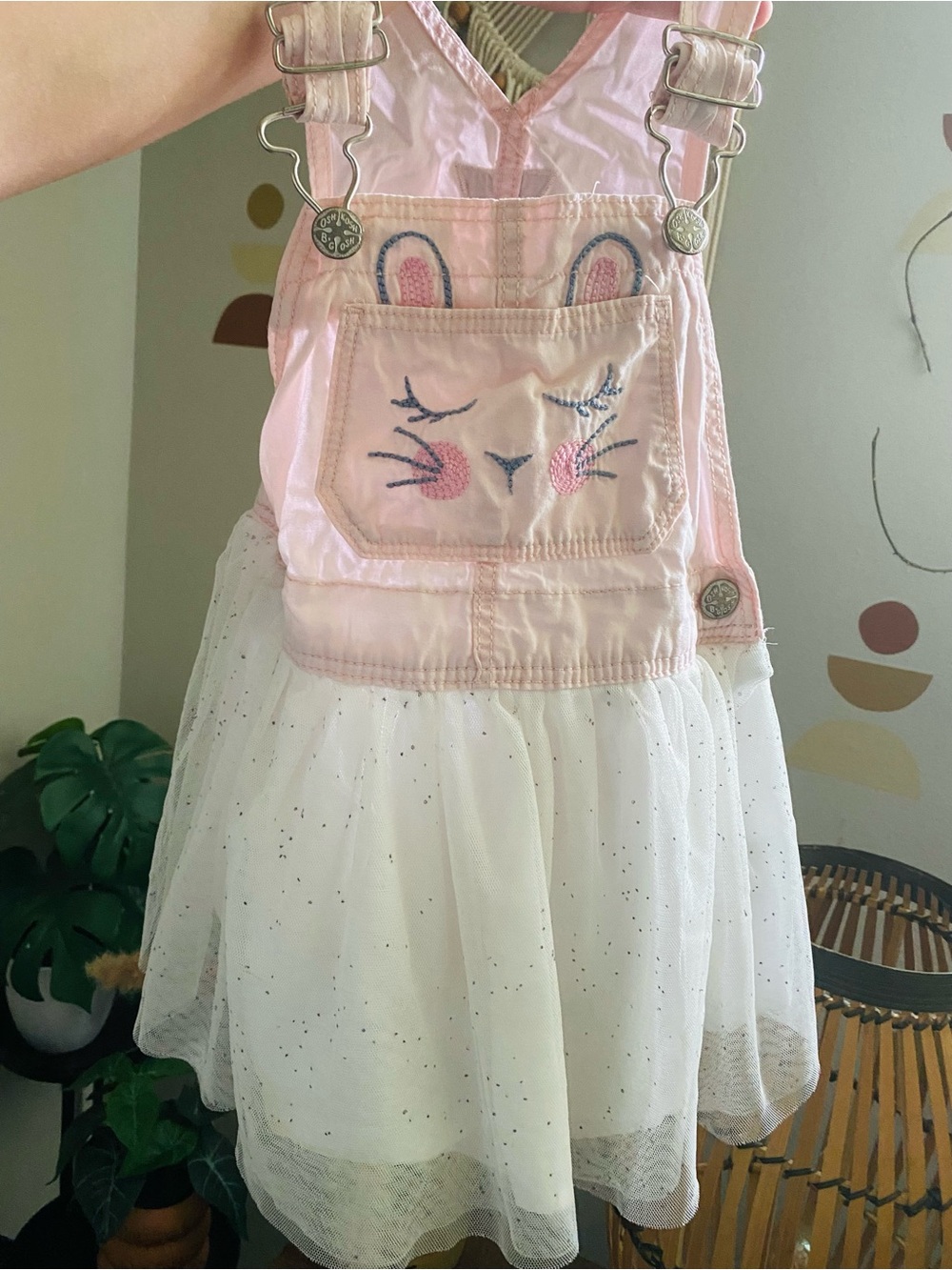 OshKosh B'gosh Pink Bunny Tulle Overall Dress